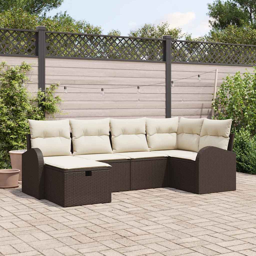 Garten-Sofa-Set 6 pcs Braun und Creme 234 x 124 x 85 cm